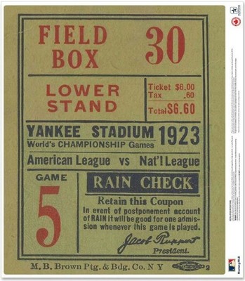 new york yankees 1923 world series game 5 ticket stub 24 vinyl wall