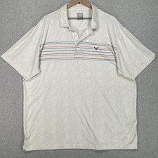 Callaway Polo Shirt Mens XXL Gray Striped Performance Stretch Golf Opti Dri