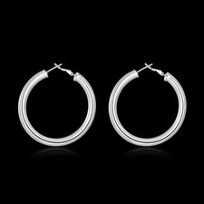 Classic 925 Sterling Silver Tarnish-Free Very-Large Tube Hoop Earrings 2.4"/60mm
