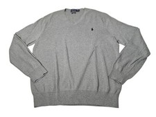 Polo Ralph Lauren Pima Cotton V-Neck Sweater Gray Men  s XL Pullover