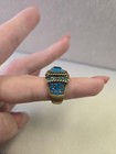 Heidi Daus Seaview Blue Crystal Solitaire Statement Ring Gold Rope Border Size 5 — photo 2