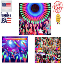 70 PCS LED Foam Glow Sticks Bulk, Light Up Party Supplies with 3 Modes, Colorful