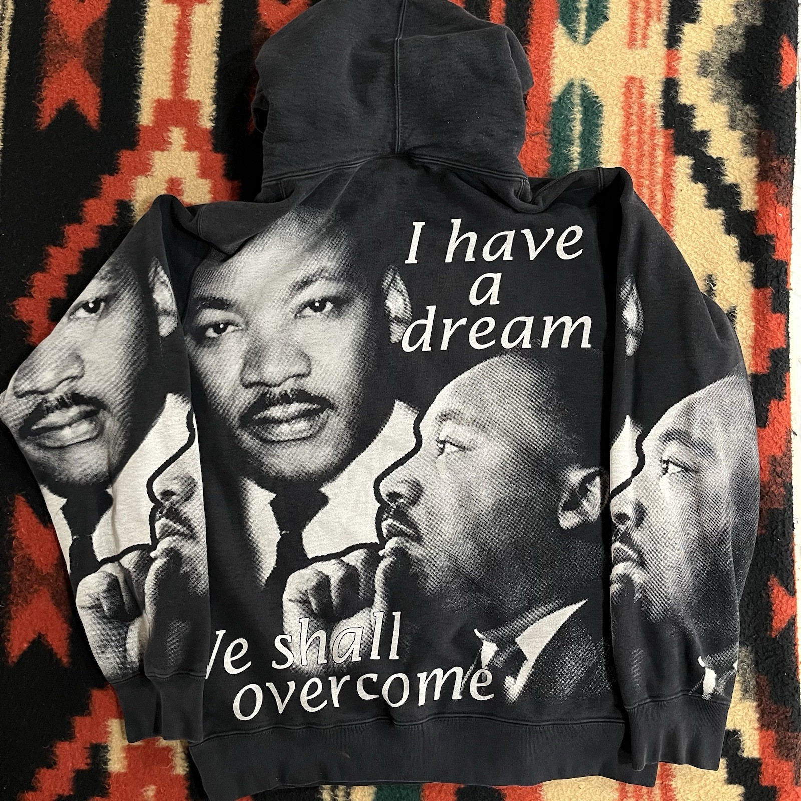 SS18 Supreme Black All Over Print MLK Martin Luther King Hoodie Size Medium RARE thumbnail 11