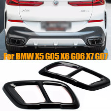 Dual Exit M Sport Tailpipe Exhaust Tips Black For BMW X5 X6 X7 M50 M60 2019-2023