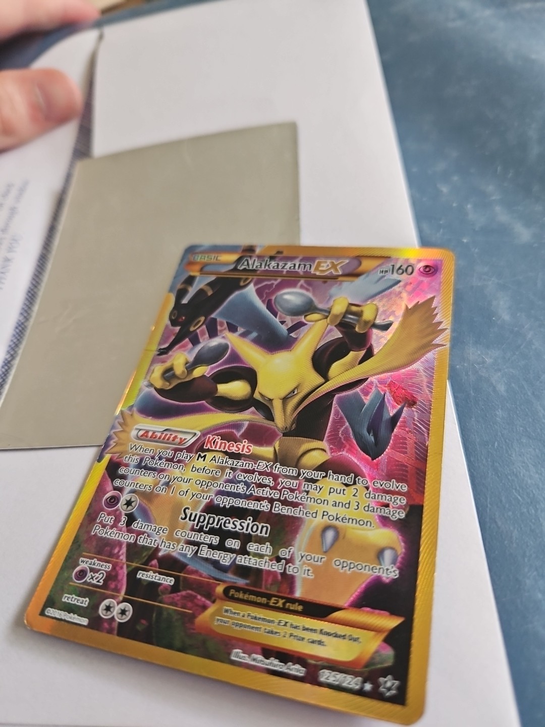 Alakazam EX 125/124 Fates Collide, Full Art Holographic Pokemon Card PSA Grade 7