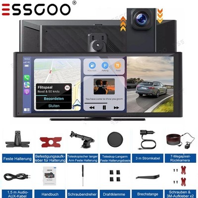 10,26'' DashCam Wireless Apple CarPlay Android Auto Autoradio DVR Rückfahrkamera