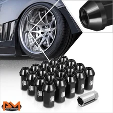 20Pcs J2 Aluminum M12x1.25 Closed End 42mm Heigth Acorn Lug Nuts+Extension Black