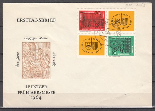 H DDR 1964 Ersttagsbrief, MiNr. 1012-1013, Leipziger Frühjahrsmesse, gestempelt