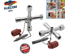 2tlg 4in1 Universal Schlüsselschlüssel Elektriker Viereck Dreieck Werkzeug