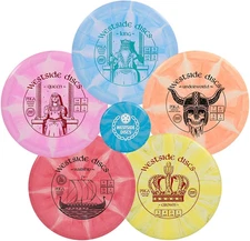 Westside Discs Origio Burst 5-Disc Golf Starter Set, Mini Marker, Colors Varies