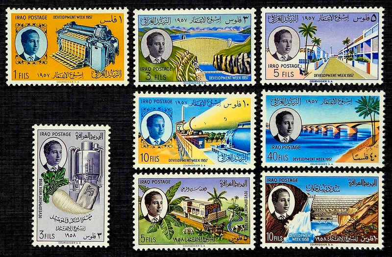 Iraq Stamps SC # 167-171, 185-187 (lot of 8) - King Faisal Pictorials MH 1957/58
