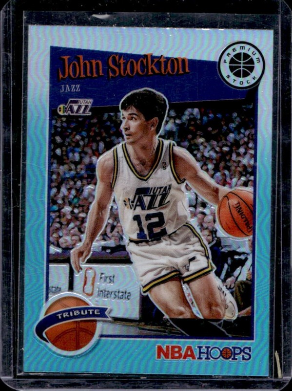 2019-20 Panini Hoops Premium Stock John Stockton Prizm Teal #292 Jazz