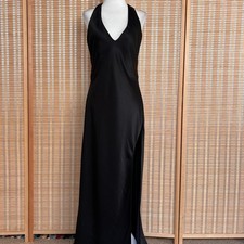 Reformation black deep v-neck halter Meral dress size medium