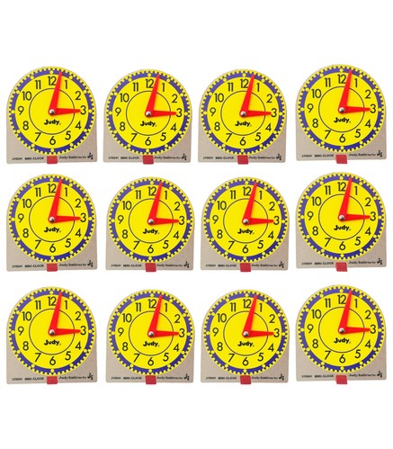 Carson Dellosa 12PC Judy Clock Set, 4" x 4" Mini Clocks for Learning to Tell ...