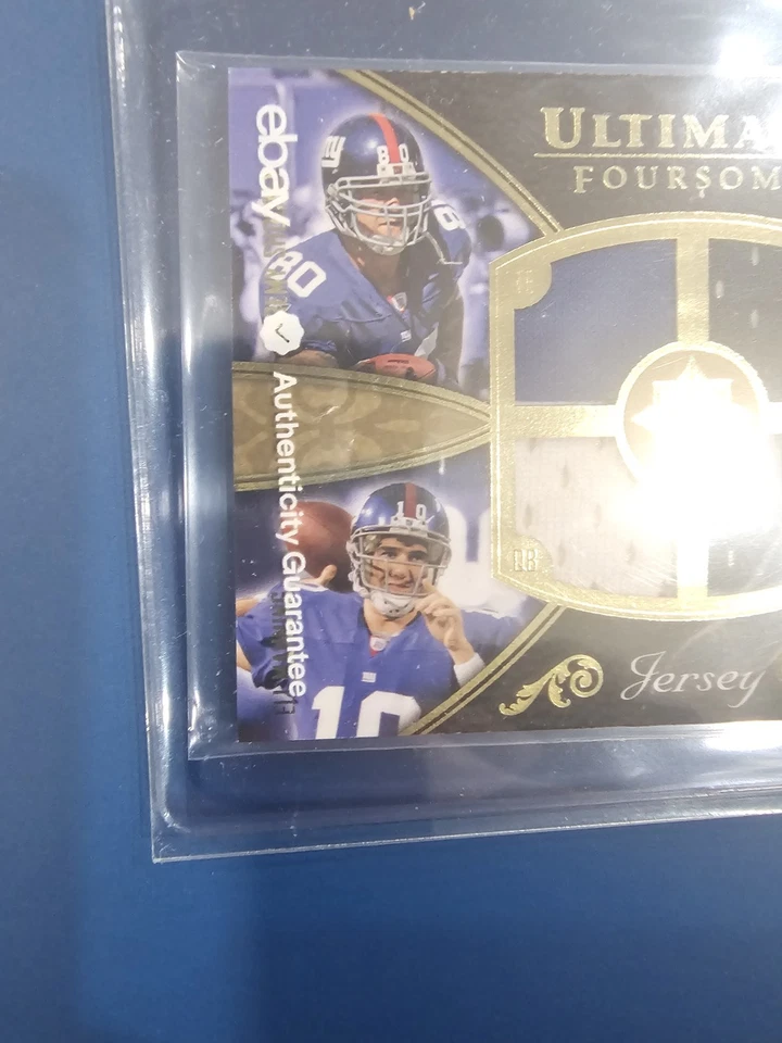 Tom Brady Eli Manning 2008 juego parches usados 21/25. Ultimate Foursome Wow! 🐐 Foto 2 de 4