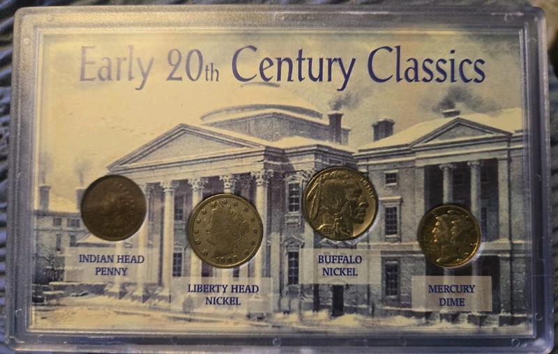 Early 20th Century Classics Coin Collection 4 Piece Set with Hard Plastic Holder