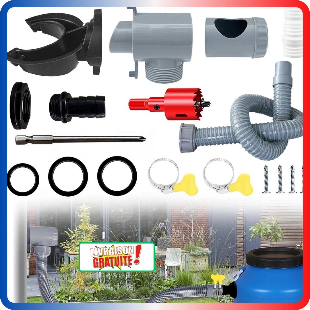 Récupérateur eau de pluie avec fonction trop plein automatique kit complet Ø70-110