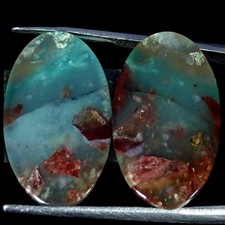 19.50Cts 100 Natural Aqua Chalcedony Pair Oval Cabochon Gemstone 14X23X4MM