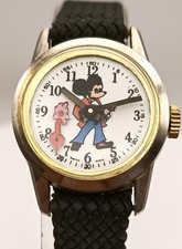 Rare Vintage Swiss Made Mechanical Mickey Style Watch Animated Dial 1950s