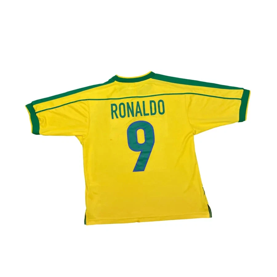 Maillot football vintage Brésil domicile #9 Ronaldo saison 1998-1999 - Photo 2/4