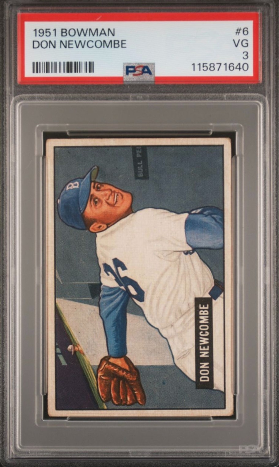 1951 Bowman #6 Don Newcombe PSA 3 VG Brooklyn Dodgers
