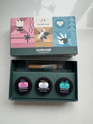 The Body Shop - Slather And Glow Gesichtsmaske Geschenkset - Mini Masken und Pinsel Set