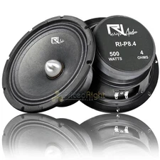 (2) RI Audio 8" Midrange Speaker 500 Watts Peak 250 Watts RMS 4 Ohm Car Audio