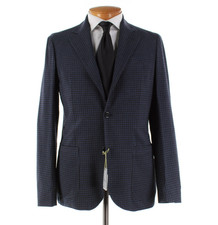 Sartorio Kiton NWD Wool Blend Sport Coat Size 48R 38R US In Blue Black Check