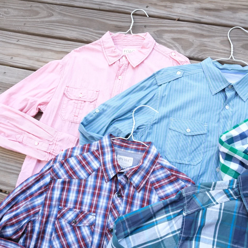 PD&C Paper Denim & Cloth LOT OF 5 Men's Long Sleeve Button Shirts Size L Large - Image 4 of 4