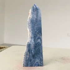 111g Natural Amazing Rare Blue Coral Jade Jasper Tower Point mineral Healing F31