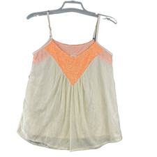 Miss Me Cami Tank Top Womens S Ivory Lace Orange Sequin Spaghetti Strap