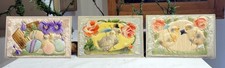 Chicks up to Innocent Mischief. Three really great Silk Easter Postcards