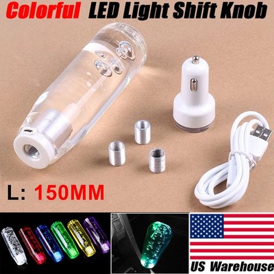Universal Car Acrylic Shift Knob Art Crystal LED Manual Automatic Gear Lever