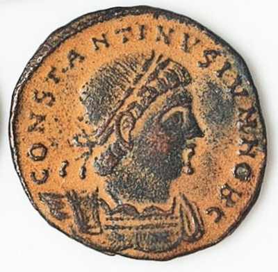 EMPIRE Constantine II as Caesar Soldiers & Spears 334AD Ancient Roman Coin D540