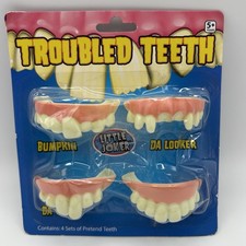 FUNNY JOKE Fake TEETH Halloween Set Ugly Buck Rubber Prank 2013 Set Of 4, NIP