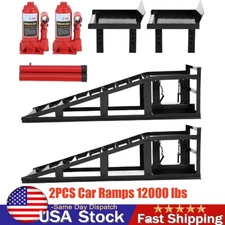 12000 lbs Hydraulic Car Ramps Heavy Duty Vehicle Lift Adjustable Height 9.5–18''