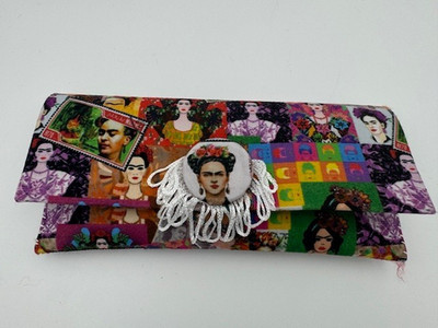 Fashion Clutch Purse/Evening HandB Frida Kahlo POP Print Handmade Designer Bag