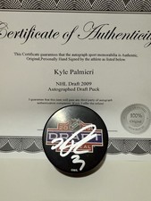 Kyle Palmieri Autographed Signed 2009 NHL Draft Puck COA New York Islanders Case