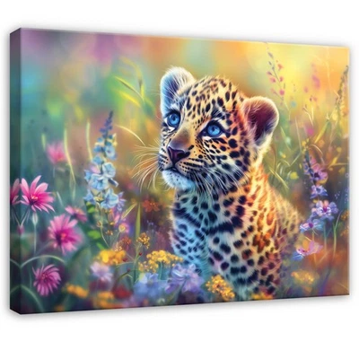 Leinwand Tiger Blumen Orange Wiese Wandbilder Groß Leinwandbild Wanddeko 116 - Bild 1 von 4