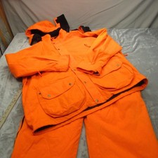Cabelas Hunting Suit Men XL Orange Insulated Bib Overalls Jacket Set Winter Rain