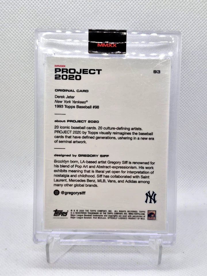 Topps PROJECT 2020 Derek Jeter 1993 by Gregory Siff Card #93 Yankees PR /48465 - Image 2 of 2