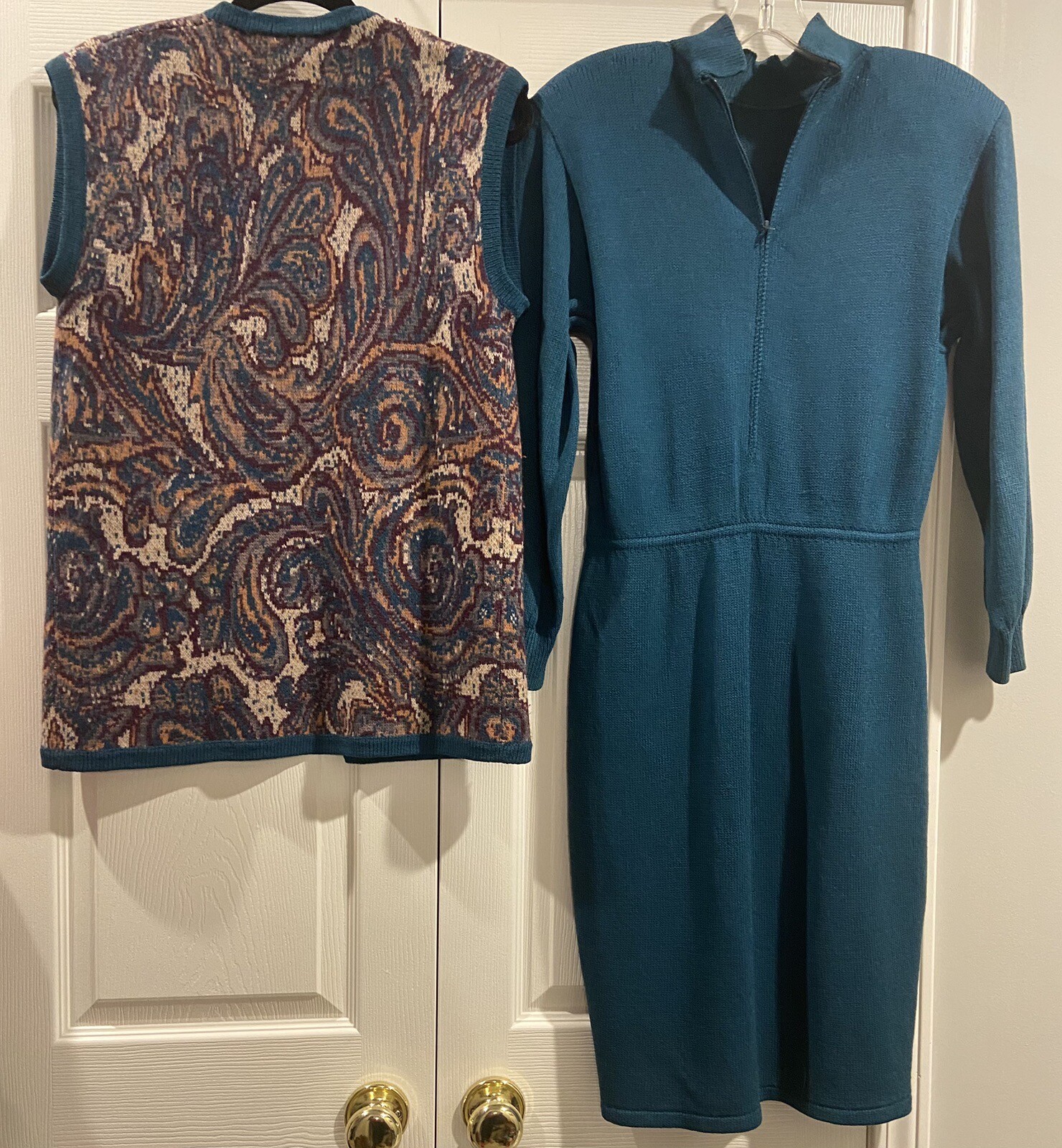Vtg Rare St John Knit 2 Piece Mock Turtle Neck Dress With Vest EUC Sz 4 image 8