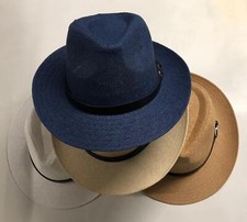 Women Men Brown Fedora Trilby Gangster Cap Summer Beach Sun Straw Panama Hat Bow
