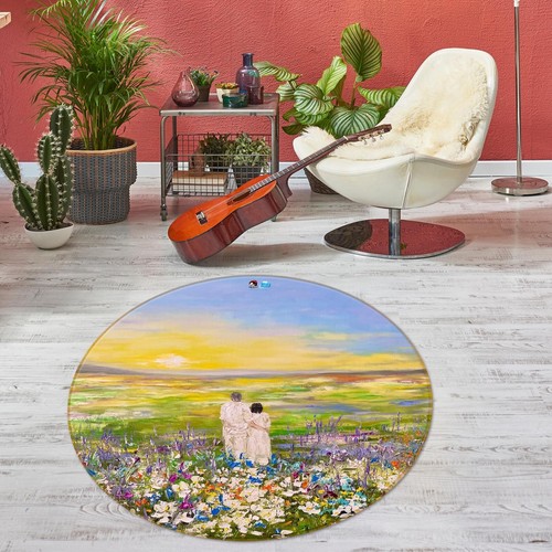 3D White Spray 3876 Skromova Marina Rug Round Non Slip Rug Mat
