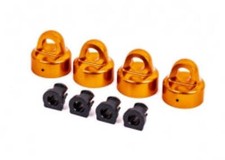 Shock caps, aluminum orange-anodized , GTX shocks 4 / spacers 4  for Sledge  