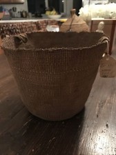19th Century Tlingit Spruce Root Berry Basket Hide Handles Fine Woven &ldquo;Alaska&rdquo;