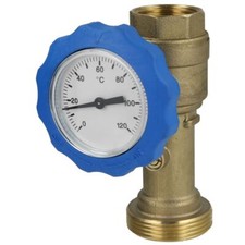 OEG Kugelhahn mit Thermometer blau und Rückflussverhinderer