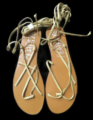 Sunday Andrea Joen Women's Braid Sandals Flats Beige Lace