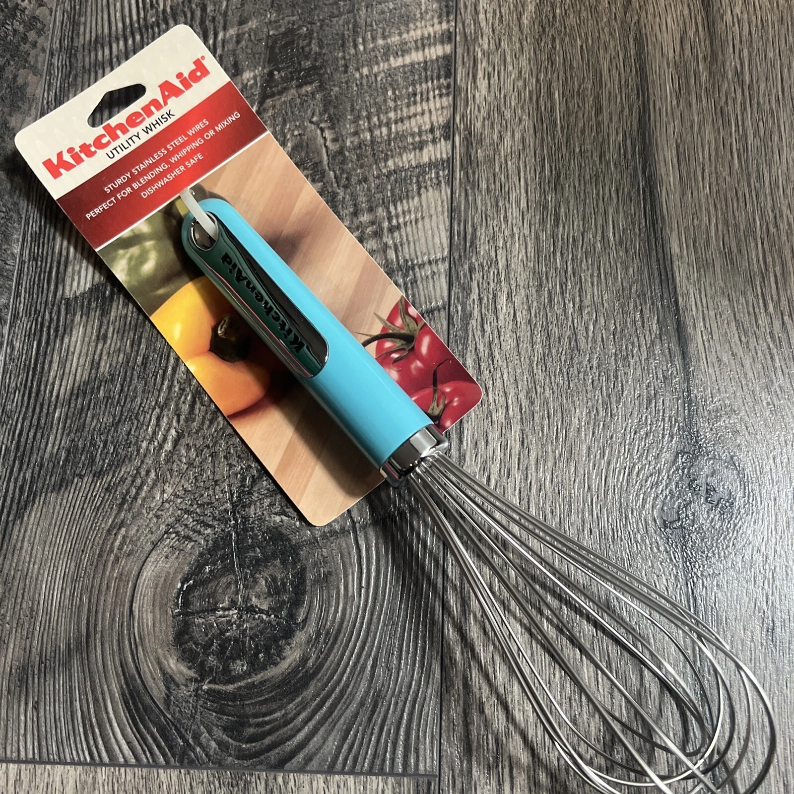 KitchenAid Stainless Steel Utility Whisk Turquoise Blue HTQA new