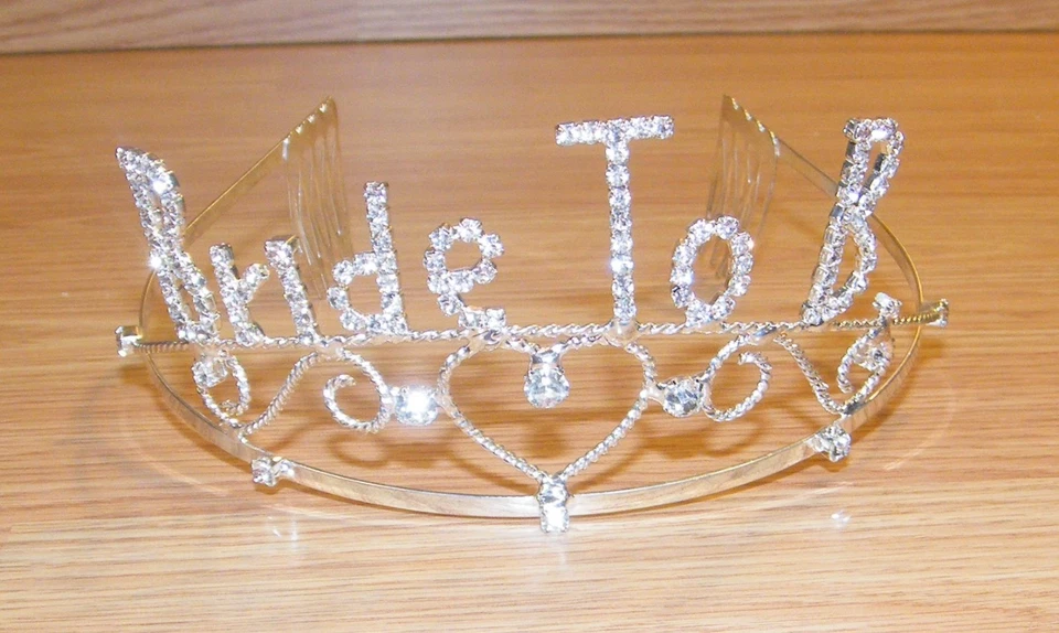 Boda Novia Ducha Novia Despedida de soltera Cristal "Novia a B" Tiara Corona! Foto 2 de 4